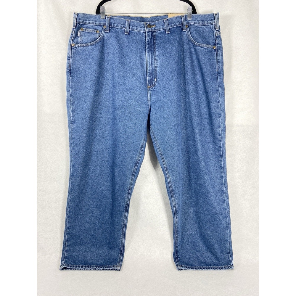 Carhartt Jeans Men's 48x30 Blue Straight Leg Flannel Lined Relaxed Fit Denim New